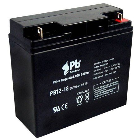 Batería 12V 18Ah AGM| Premium Battery PB12-18