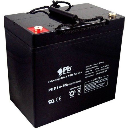 Batería 12V 55Ah AGM Ciclo Profundo | Premium Battery PBC12-50