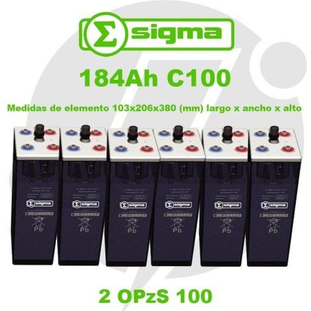 2 OPzS 100 | Batería estacionaria 2V 184Ah (C100) Sigma
