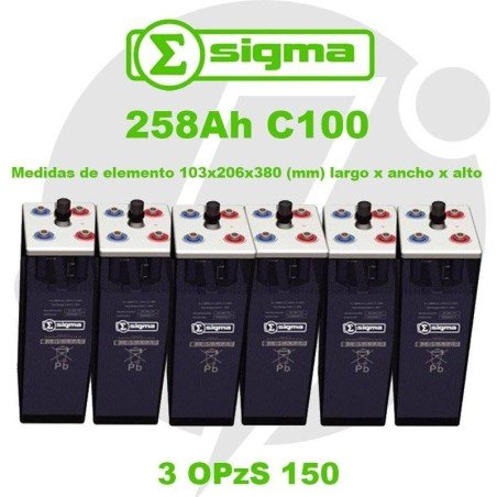 3 OPzS 150 | Batería estacionaria 2V 258Ah (C100) Sigma