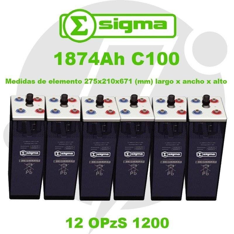 12 OPzS 1200 | Batería estacionaria 2V 1874Ah (C100) Sigma