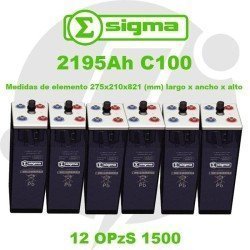 12 OPzS 1500 | Batería estacionaria 2V 2195Ah (C100) Sigma