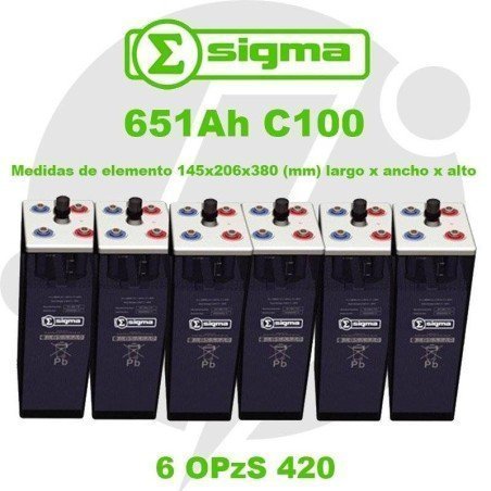 6 OPzS 420 | Batería estacionaria 2V 651Ah (C100) Sigma