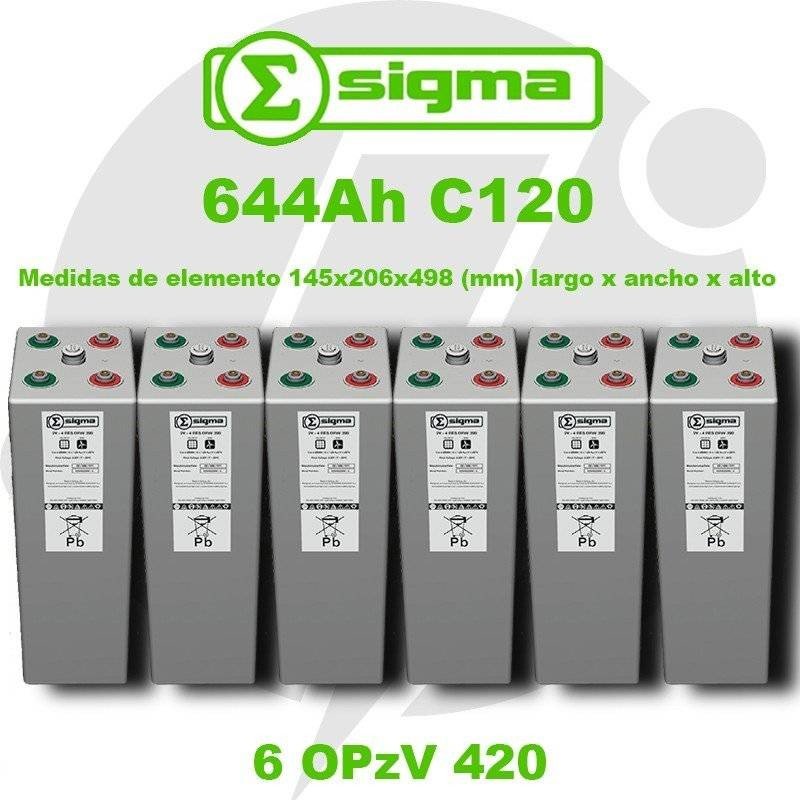 6 OPzV 420 | Batería Gel 2V 644Ah (C120) Sigma