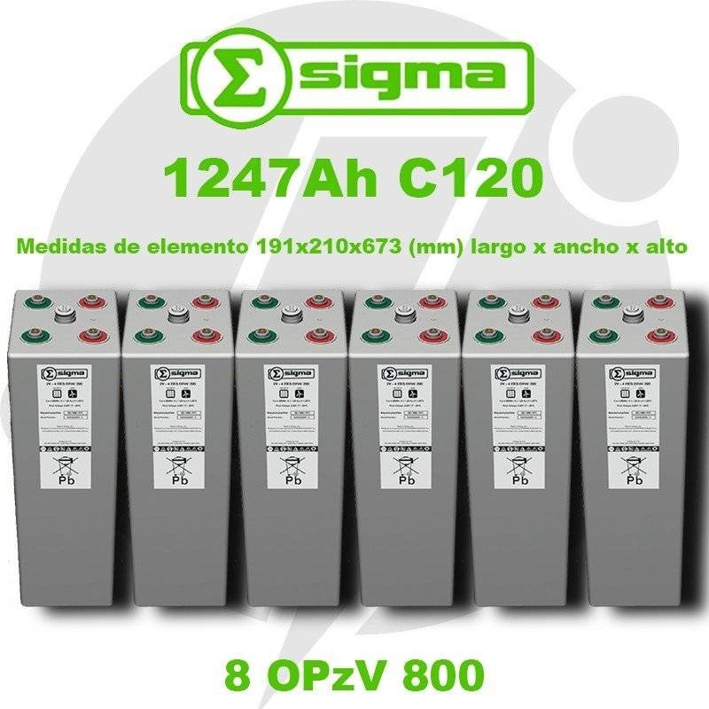 8 OPzV 800 | Batería Gel 2V 1247Ah (C120) Sigma