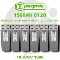 10 OPzV 1000 | Batería Gel 2V 1560Ah (C120) Sigma