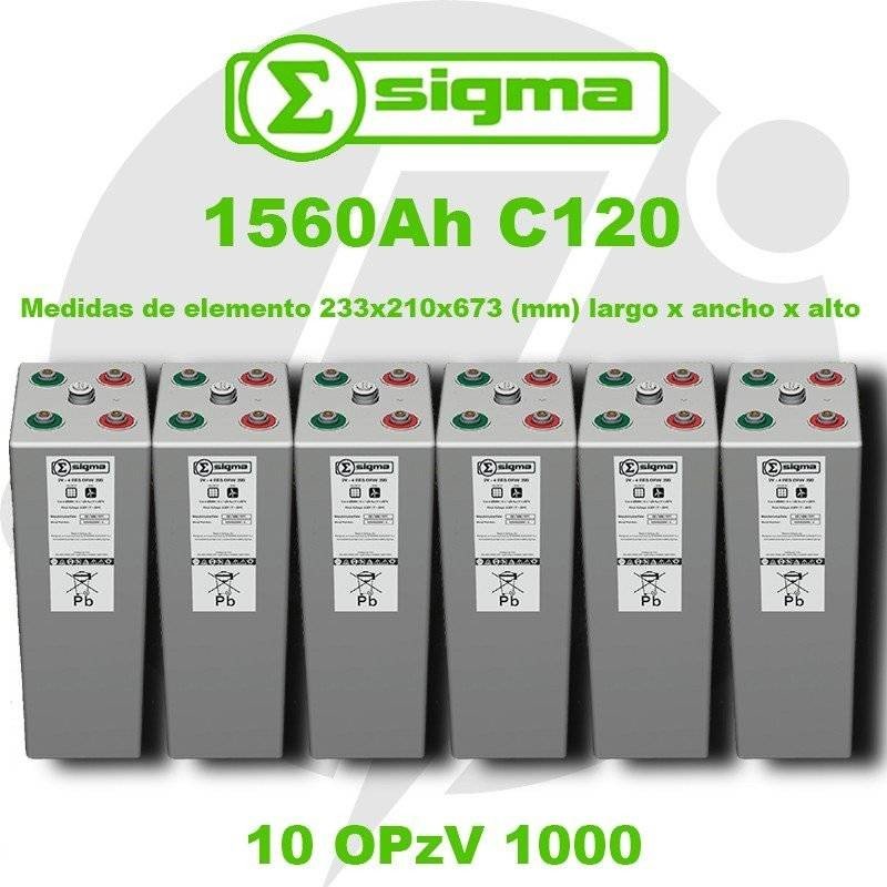 10 OPzV 1000 | Batería Gel 2V 1560Ah (C120) Sigma