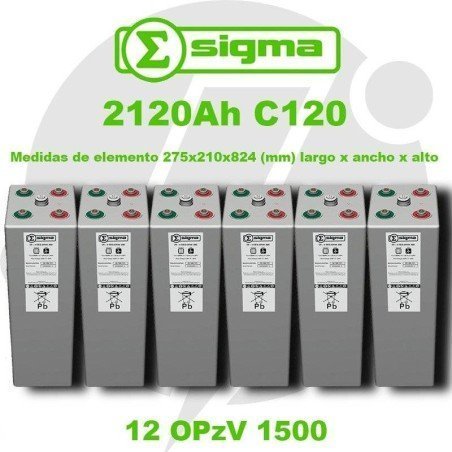 12 OPzV 1500 | Batería Gel 2V 2120Ah (C120) Sigma