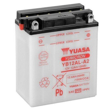 Yuasa YB12AL-A2 | Batería moto 12V 12Ah Positivo derecha (Pack ácido incluido)