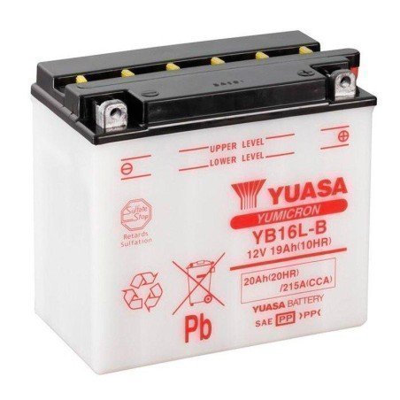 Yuasa YB16L-B | Batería moto 12V 19Ah Positivo derecha (Pack ácido incluido)