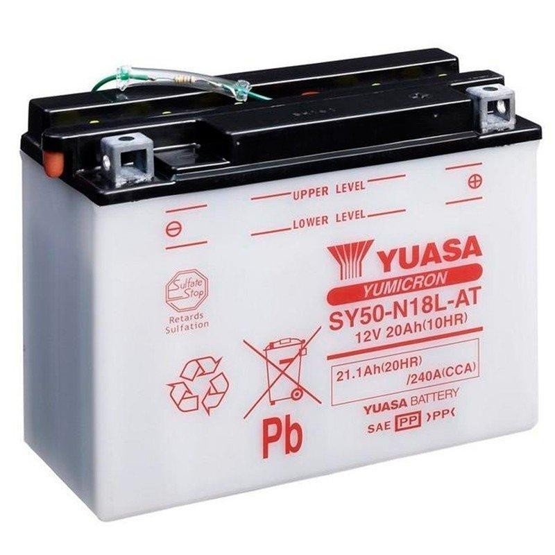 Yuasa SY50-N18L-AT | Batería moto 12V 20Ah Positivo derecha (Pack ácido incluido)