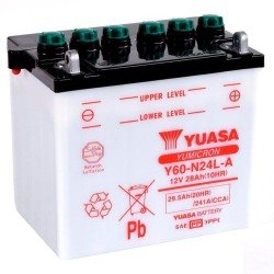 Yuasa Y60-N24L-A | Batería moto 12V 28Ah Positivo derecha (Pack ácido incluido)