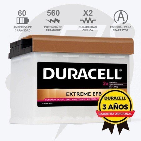 Duracell DE60EFB | Batería 60Ah 560A Extreme EFB