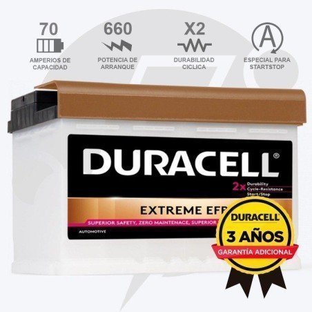 Duracell DE70EFB | Batería 70Ah 660A Extreme EFB