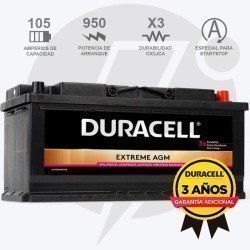 Duracell DE105AGM | Batería 105Ah 950A Extreme AGM
