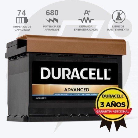 Duracell DA74 | Batería 74Ah 680A Advanced