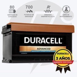 Duracell DA80 | Batería 80Ah 700A Advanced