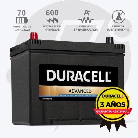 Duracell DA70L | Batería 70Ah 600A Advanced +Izq
