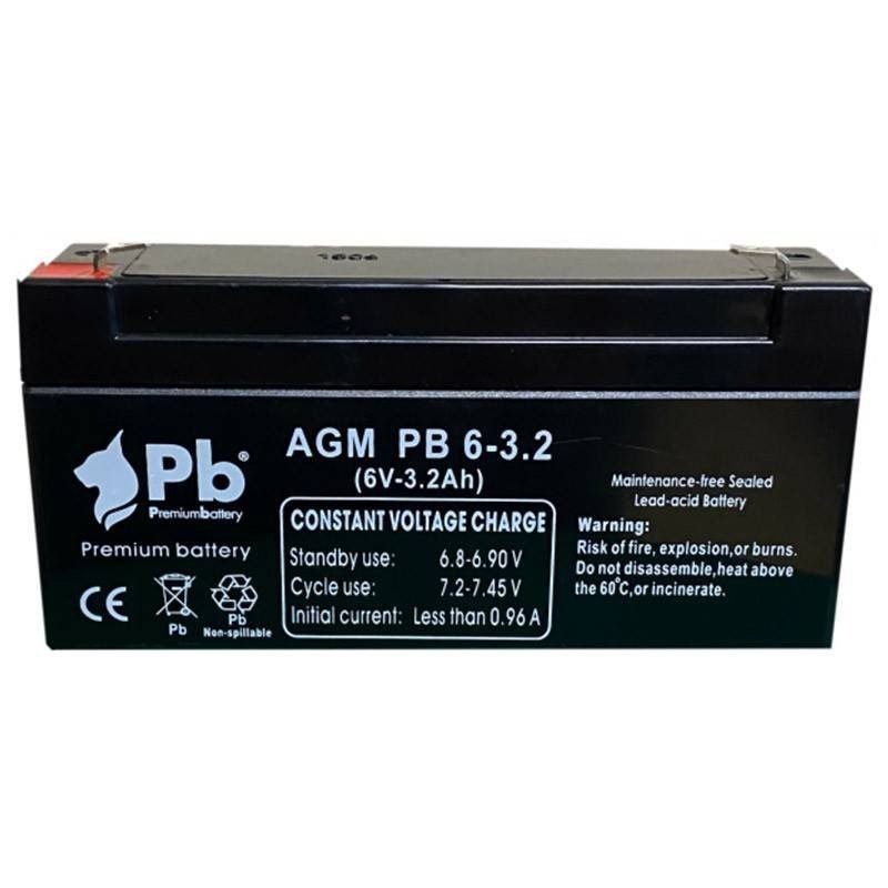 Batería 6V 3.2Ah AGM| Premium Battery PB6-3.2