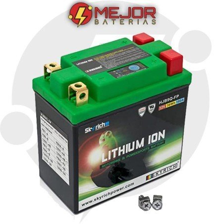 Skyrich HJB9Q-FP Litio moto | Batería de Litio (Impermeable + indicador de carga)