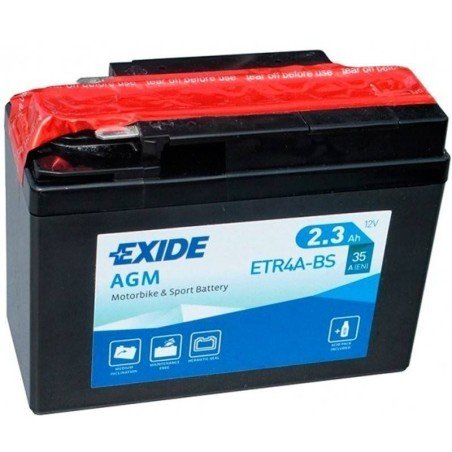 Exide YTR4A-BS | Batería Moto 12V 2.3Ah AGM