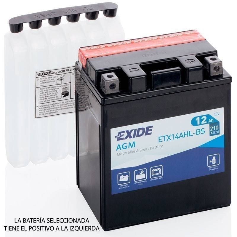 Exide YTX14AH-BS | Batería Moto 12V 12Ah AGM