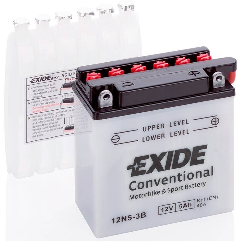 Exide Y12N5-3B | Batería Moto 12V 5Ah Plomo Abierto