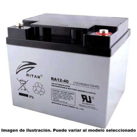 Batería Ritar 12V 40Ah AGM. Ref: RA12-40B